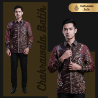 CHAKRAWALA BATIK Kemeja Batik Lengan Panjang Pria Katun Batu Raden Premium Smock Lapis Trikot Kode K