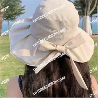 Bow Shaped Fisherman Hat for Women, Summer Sun Protection Hat, UV Protection, Face Blocking, Large Brim Sun Shading Hat