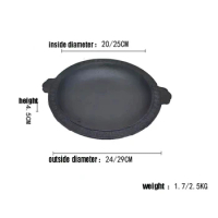 Cast Iron Flat Bottomed Double Ear Patterned Frying Pan Commercial Flat Bottomed Round Iron Hot Pot Cast Iron Shallow Soup Pot
