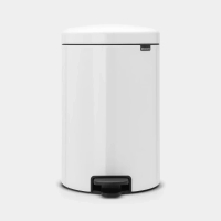 比利時製 20L 不銹鋼靜音緩降圓形腳踏垃圾桶 H46.7 x L38 x W29cm 純樸白 111846