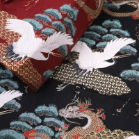 1/2M Japan Style Crane Bronzing Fabric Cotton Sewing Fabric Textiles For Diy Tablecloth Bag Sewing Craft Patchwork