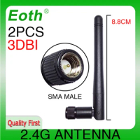 EOTH 2pcs 2.4g antenna 3dbi sma male wlan wifi 2.4ghz antene pbx iot module router tp link signal receiver antena high gain