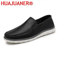 Summer Men's Genuine Leather Shoes Breathable Loafers Casual Shoes Men Comfortable Moccasins Lazy Boat Shoes Driving Footwear