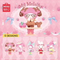 New MINISO Sanrio My Melody Afternoon Tea Series Blind Box Handheld Office Model Ornaments Trendy Collectible Toys Girls Gifts