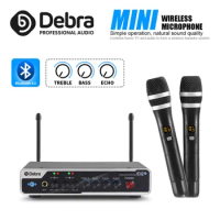 E02U Portable Wireless Microphone System, 2 Handheld With Bluetooth And Reverb, For Family Parties, Small Activities
