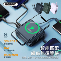 Remax 無界2 RPP-145 10000mAh 18W PD+QC 快充 五合一行動電源(無線充電/自帶線/可固定手機)