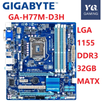 เมนบอร์ด, กิกะบิต GA-H77M-D3H, LGA 1155, DDR3, USB3.0, 32G, เมนบอร์ดเดสก์ท็อป, ใช้ได้กับ h77, z77, z