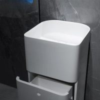 Gemei brand-new European novel design artificial stone washbasin full base solid surface art basin