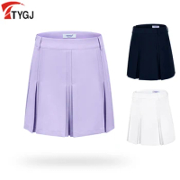 New Golf Purple Short Skirt Women Tennis A-line Mid-high Waist Pleated Skort Sports Clothing Ladies Golf Culottes