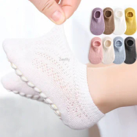 Baby Socks Soft Combed Cotton Toddler Socks Non-slip Anti-drop Newborn Silicone Bottom Baby Indoor Mesh Thin Summer Solid Soken