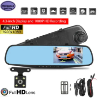 Banggood Z2 Car DVR 4.3 Inch Full HD 1080P Automatic Camera Digital Video Recorder Dual Lens Front Rear View Mirror Dash Cam