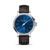 【MeisterSinger 明斯特單指針】BHO918G Bell Hora 藍面金字鈴聲機械手錶(鈴聲錶 自動上鍊)