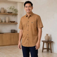 ALIESMO Kemeja Polos Pria Lengan Pendek Bahan Sigaret Marigold L