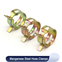 65MN Manganese Steel Galvanized Spring Hose Clamp 10~50pcs/Lot Inner Dia 5mm-25mm Elastic Steel Buckle Water Pipe Hoop