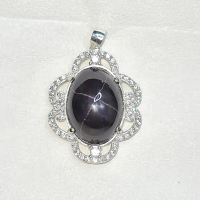 42 CT Black Star Garnet Pendant Alpaca Mixed Metal Pendant