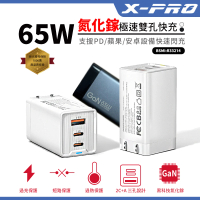 X-PRO 65W GaN氮化鎵 三孔快充頭(安卓/蘋果/筆電通用/TYPE-C快充)
