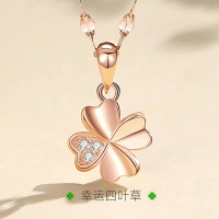 S999 Pure Silver Hot-Selling Lucky Four-Leaf Clover Necklace Pure Silver Elegant Pendant Women's Sil