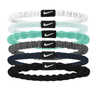 【NIKE 耐吉】FLEX 6入組髮圈髮帶 青色 吸汗瑜珈髮帶 髮飾手環髮箍 慢跑步籃球排球桌球(N1009194113OS)