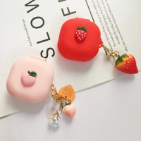 For Samsung Galaxy Buds FE Case cartoon Sweet Peach case cute for Galaxy Buds2 Pro/buds Live / buds Pro Earphone Silicone Case