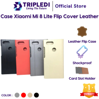TRIPLEDI Case Xiaomi Mi 8 Lite Leather Flip Casing Handphone Card Slot Holder Magnetic Phone Cover P