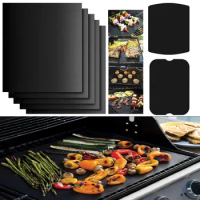 BBQ Mat Non-stick Baking Grill Pad Table Mat Reusable Heat Resistance Easy Clean Home Kitchen Outdoor Picnic Party Barbecue Tool