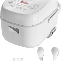 TOSHIBA Rice Cooker Small 3 Cup Uncooked – LCD Display w/ 8 Cooking Functions, 24-Hr Delay Timer &amp; Auto Keep Warm, White