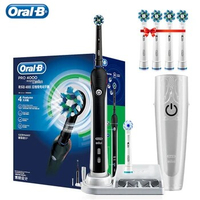 Original Oral B Pro4000 Ultrasonic Electric Toothbrush Inductive Rechargeable Teeth Whitening Oral Deep Clean Gift 6 Brush Heads