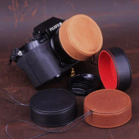 craft Genuine cowhide leather Lens Cap for 15-45 lens Waterproof Protection Lens Cover for Fujifilm FUJI XS10 X-S10 Camera