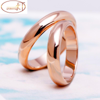 18K玫瑰金情侶戒指女男士鈦鋼戒指素圈光面彩金結婚戒指訂婚
