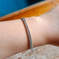 Gelang Tangan Rantai Titanium Silver Bayi Balita Dewasa Pria Wanita Perempuan Laki-laki