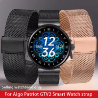 For Aigo Patriot GTV2 Smart Watch Raised Mesh Strap Precision Steel Men's Women's Watch Chain Watch 