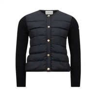 Moncler Kids Girls Padded Cotton Cardigan Navy Blue 10A Blue
