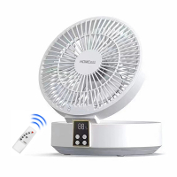 HOME@dd - 無線摺疊搖頭智能遙控循環扇 (檯壁兩用)-白色 1pc