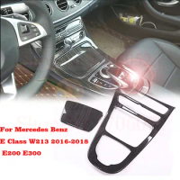 Car Center Control Gear Shift Panel Decorative Trim Carbon Fiber For Mercedes Benz E-Class W213 E200 E300 Auto Car Accessories