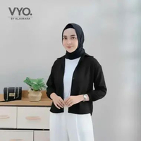 Vyo Hanin Kemeja Wanita Crop Top Atasan Blouse Wanita One Size Hitam