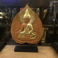 泰國佛像擺件 木雕佛面頭玄關客廳招財納福 東南亞菩提葉佛像裝飾