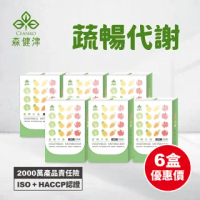 【森健津CEANKO】蔬暢代謝膠囊 20顆/盒(六入組 餐後代謝 瓜拿納 蔬果酵素)