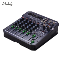 Muslady T6 Portable 6-Channel Sound Card Mixing Console Audio Mixer Built-in 16 DSP 48V Phantom power Supports BT Connection MP3