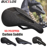 BUCKLOS 3D Printed Bicycle Saddle Full Carbon Fiber Bike Seat Cushion Ultralight Road Mountain Bike Saddle Carbon MTB Seat