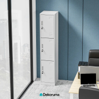 Dekoruma NERO Lemari Arsip Besi 3 Pintu / Filing Cabinet Metal / Loker Kabinet Dokumen - Putih