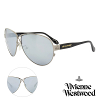 【Vivienne Westwood】英國薇薇安魏斯伍德時尚交叉水銀鏡面太陽眼鏡-氣質款(槍色 AN764M01-)