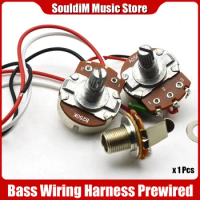 PB Bass Wiring Harness Prewired Kit for Precision Bass Guitar 250K Big Pots 1 Volume 1 Tone Jack