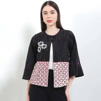 Rianty Batik Premium Wanita Atasan Outer Cardigan Lurik Garutan Exclusive Janitra Series Lining Furi