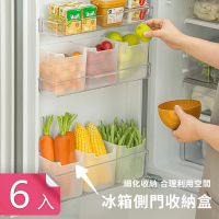 【Dagebeno荷生活】冰箱側門保鮮層敞口收納整理盒 蔬果食材分類收納盒(6入)
