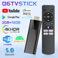 Android TV Stick Q6 Allwinner H313 Quad Core Cortex A53 Android 10 2GB 16GB Dual WIFI BT 5.2 4K Video HDR10 with voice remote