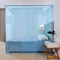 Fine Meshes Mosquito Large Square Net for Single Bed One Door Opening with Tieback Decorative for Home Bedroom Camping Travel