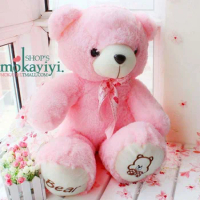lovely pink bear doll teddy bear with bow hug bear plush toy doll birthday gift about 80cm