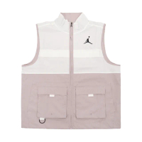 【NIKE 耐吉】背心 Jordan Vest 男款 淡粉 白 外套 喬丹 無袖 基本款 工裝風 立領 撞色(FD4800-133)