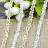 White Gold Lace Trim S Ribbon Curve Lace Fabric Sewing Centipede Braided Lace Wedding Craft DIY Clothes Accessories Decoration