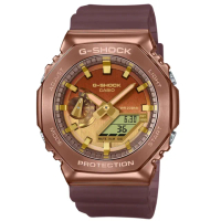 【CASIO 卡西歐】G-SHOCK 沙漠越野 奢華冒險 高貴銅棕 金屬錶殼 八角形錶殼 GM-2100CL-5A_44.4mm